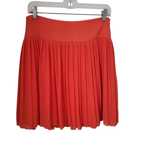 LOFT Size 2 Orange Pleated Mini Length Skirt, Lined, Excellent Used Condition - Picture 1 of 10